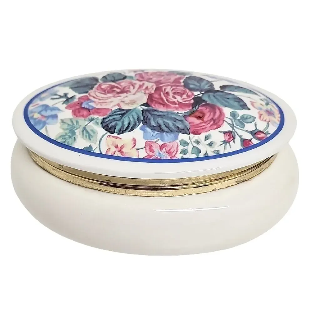Vintage PS Limited Edition 90's Floral Trinket Box with Gold Accents 7